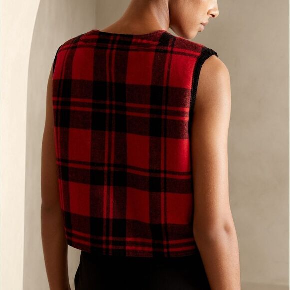 Banana Republic wool blend Reversible plaid vest size s - Picture 3 of 14
